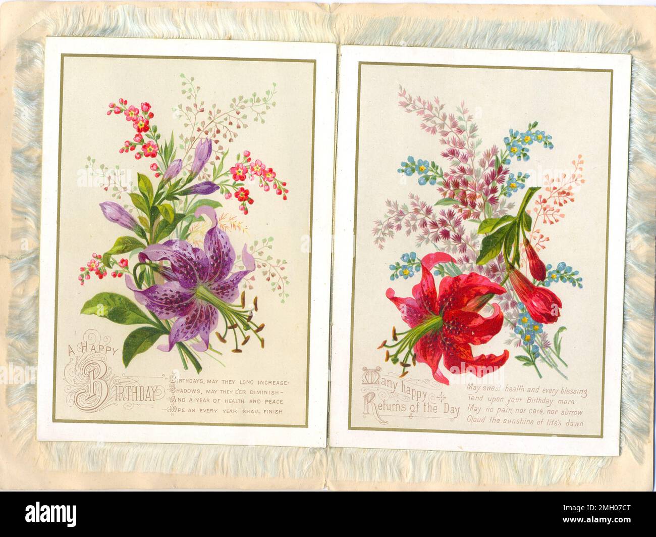 Two page personal birthday card produced by Thomas Stevens, Coventry