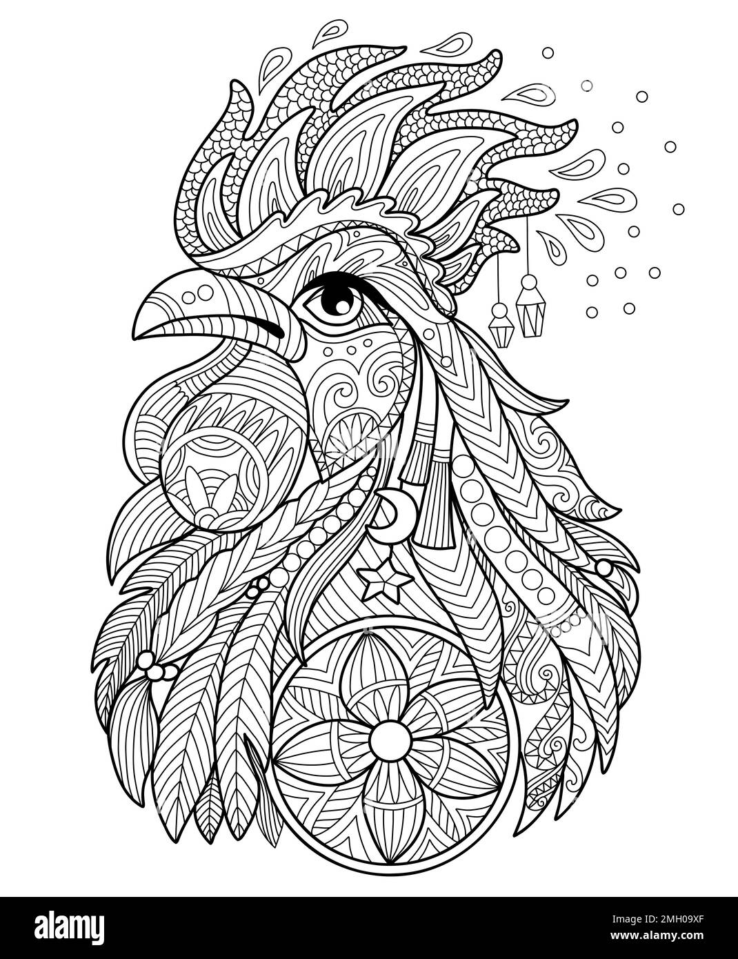 Rooster drawing Black and White Stock Photos & Images - Alamy