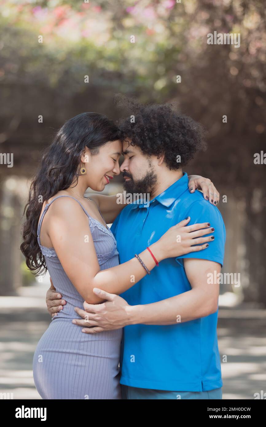 face to face mexican young couple, real love concept Stock Photo