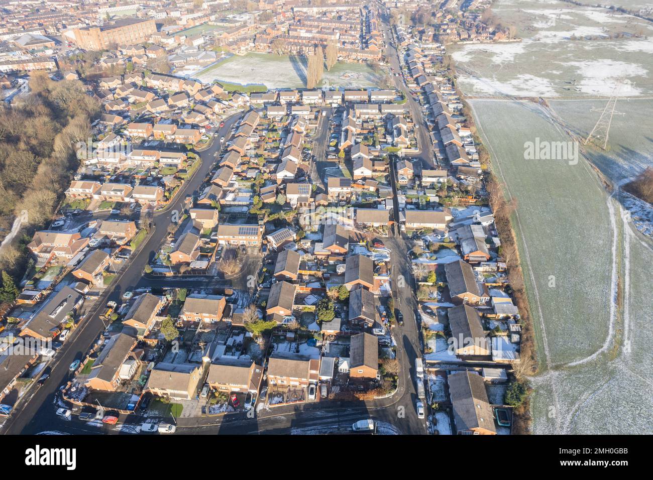 Aerial Houses Residential British England Drone Above View Summe Stock Photo