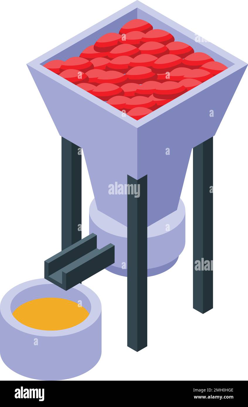Oil palm extraction icon isometric vector. Tree food. Fruit drop Stock Vector
