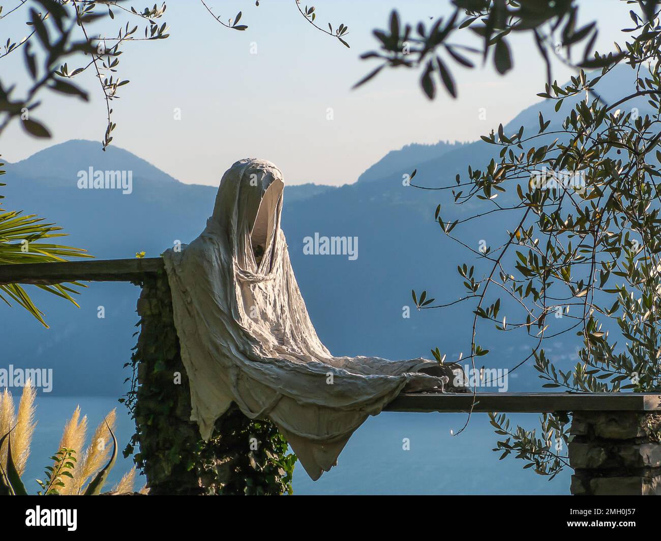 the garden and ghosts of Castello di Vezio, Varenna, Como lake, Lombardy, Italy Stock Photo