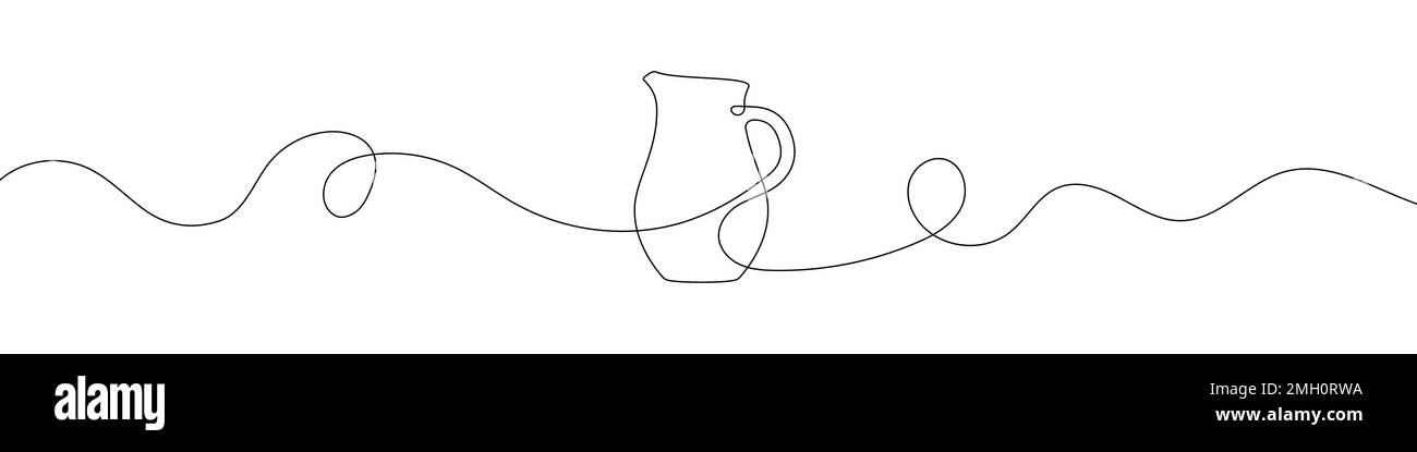 Continuous line drawing of water jug. Line art of jug. One line