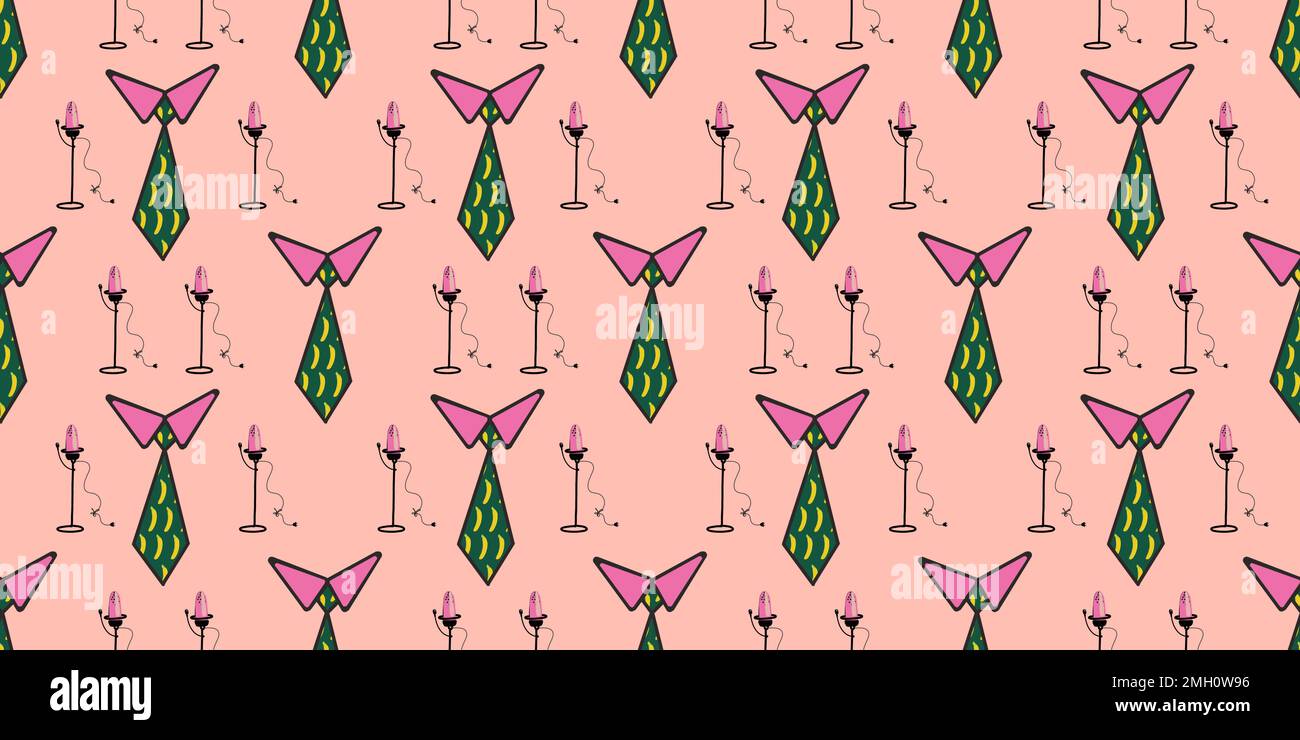 Seamless pattern in pop art style. ties ornament on a pink background ...