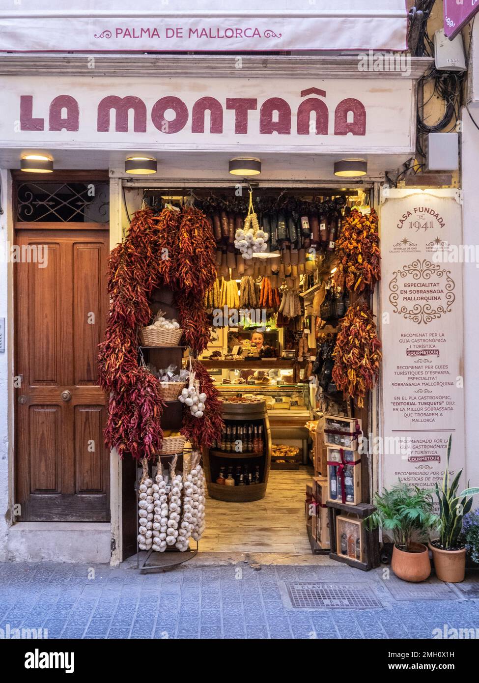 Shop selling local produce, Palma, Mallorca, Spain Stock Photo
