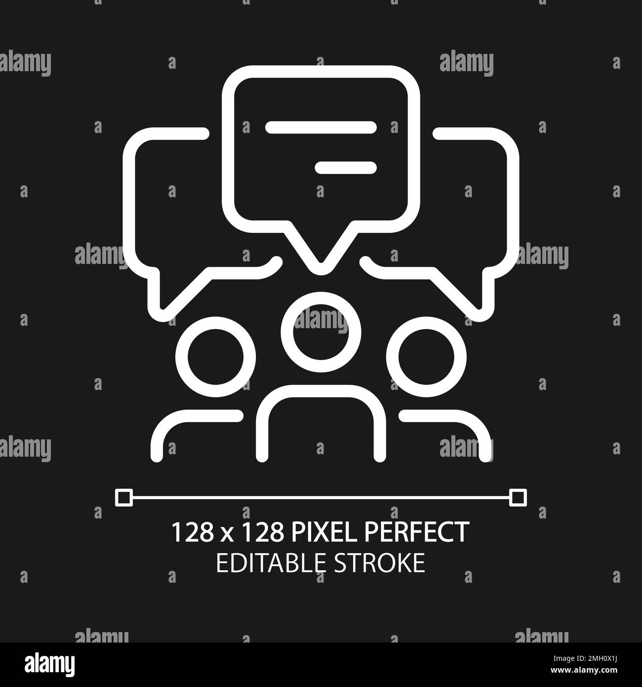 Group discussion pixel perfect white linear icon for dark theme Stock ...