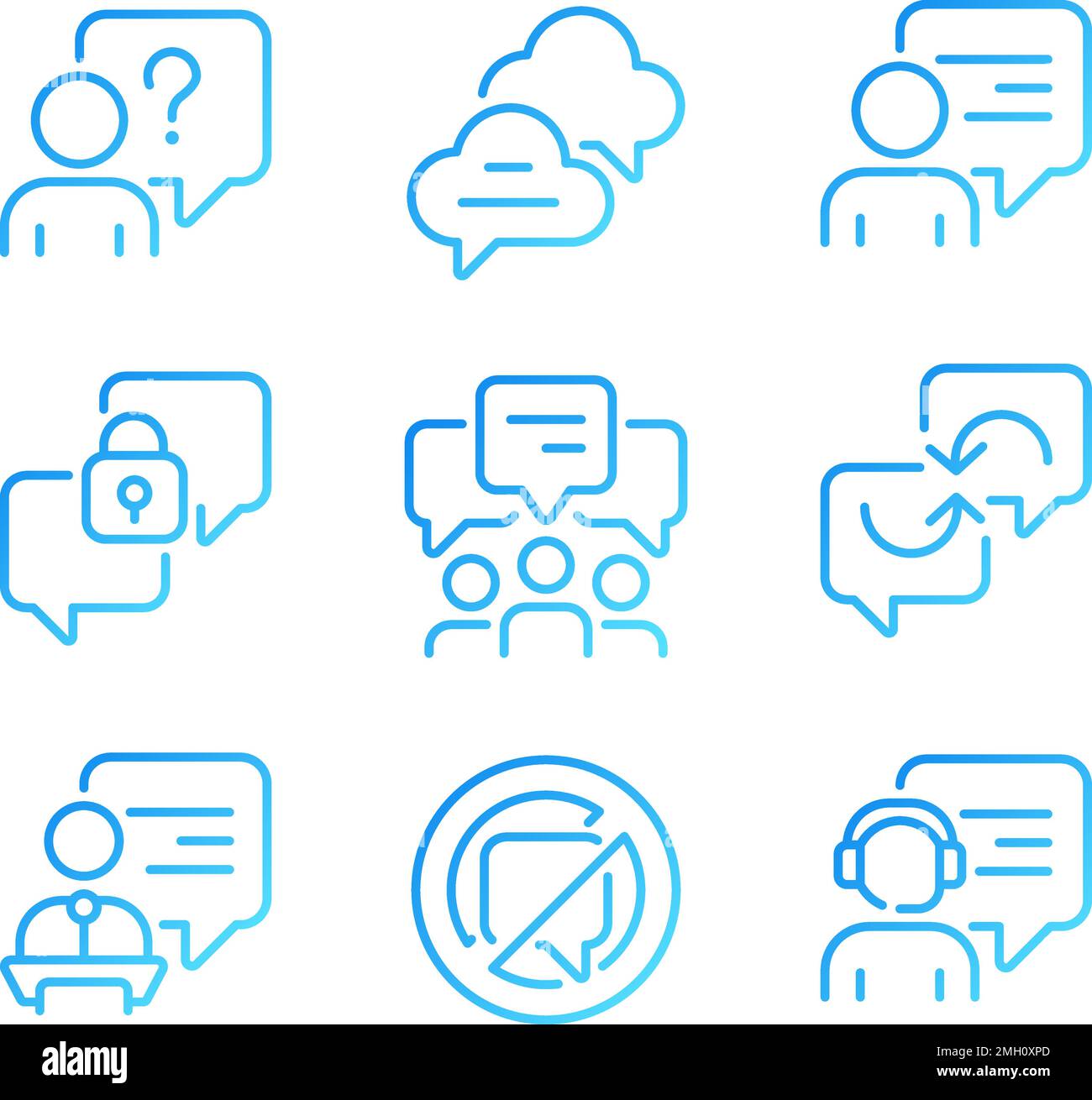 Speech balloons pixel perfect gradient linear vector icons set Stock Vector