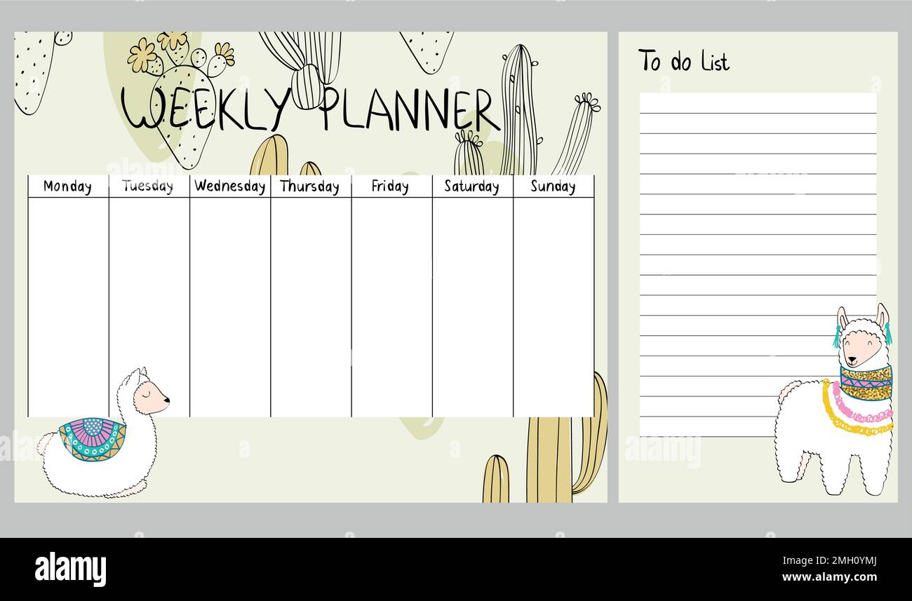 Vector weekly planner Stock Vector Image & Art - Alamy