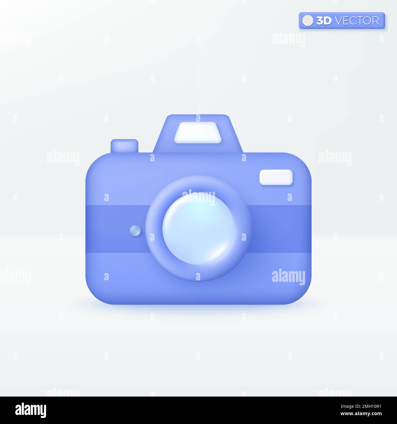 3D camera with with lens and button icon symbols. Device for capturing