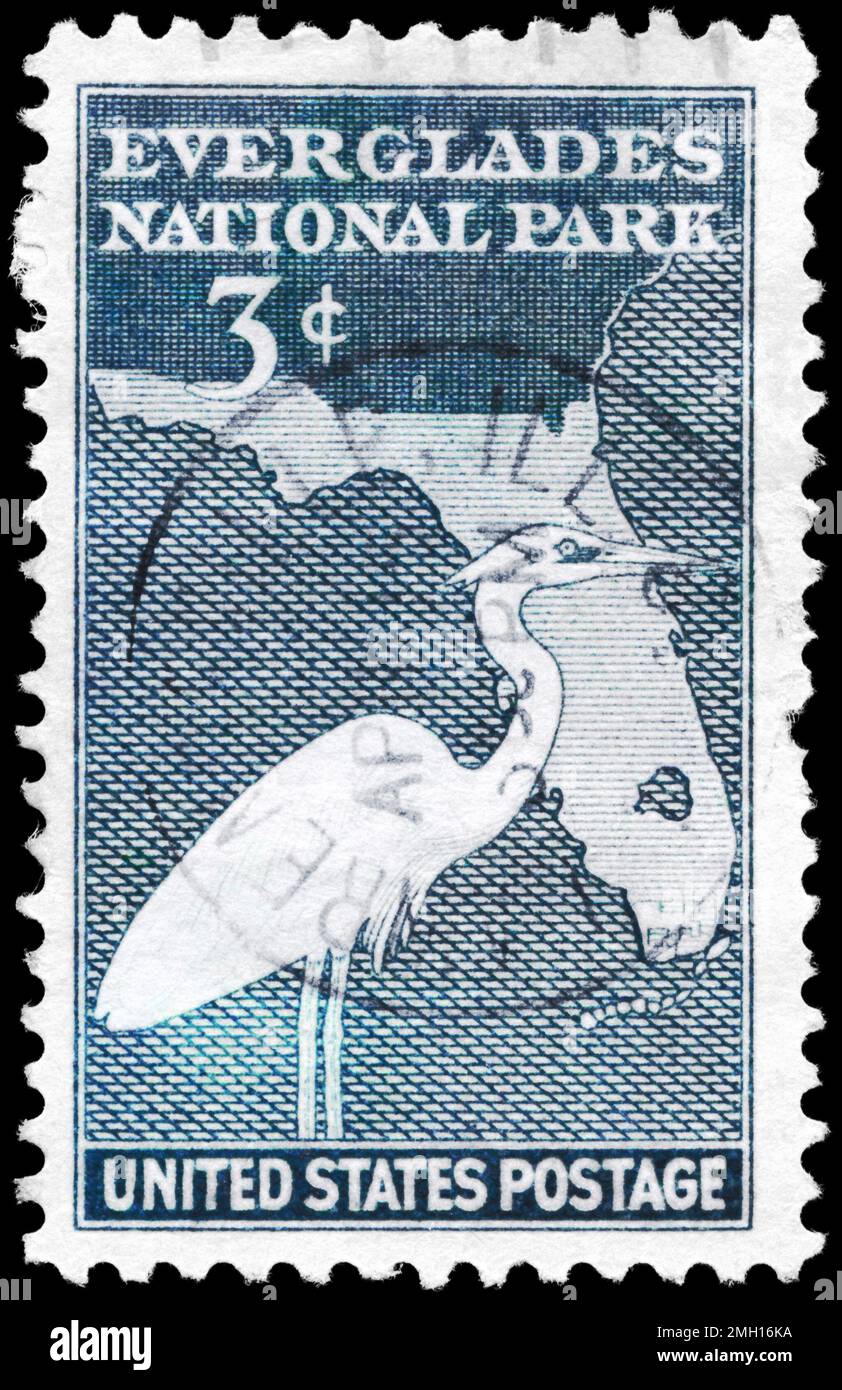 USA CIRCA 1947 A Stamp printed - Usa Circa 1947 A Stamp Printed In Usa Shows The Great White Heron And Map Of Florida Everglades National Park Issue Circa 1947 2MH16KA 
