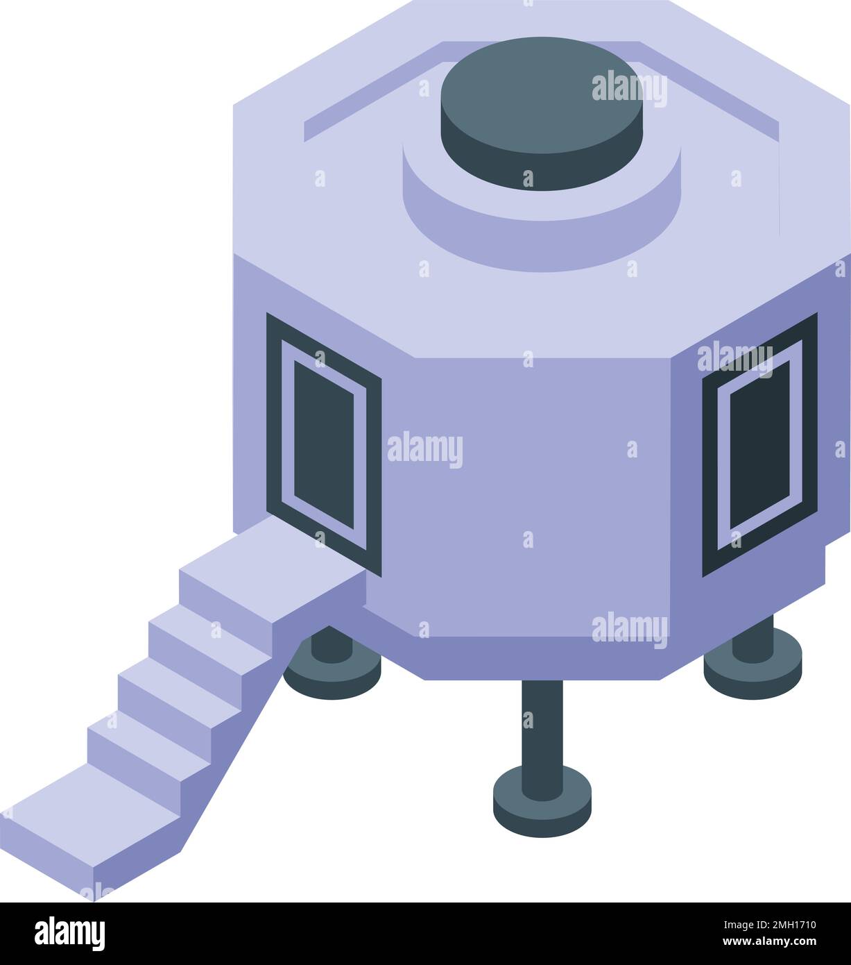 Spaceship icon isometric vector. Space base. Planet universe Stock Vector