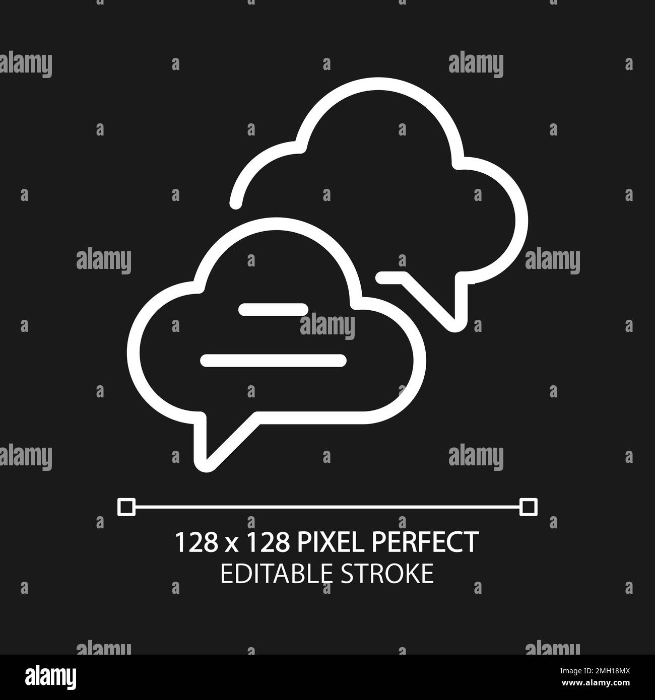 Cloud based live chat pixel perfect white linear icon for dark theme Stock Vector