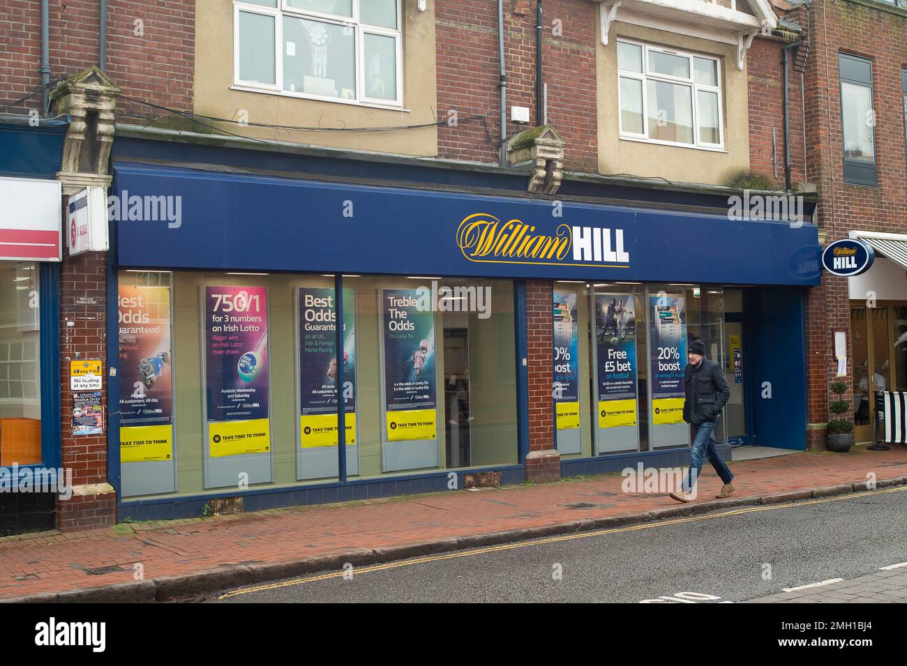 Egham, Surrey, UK. 26th January, 2023. A William Hill bookies shop in