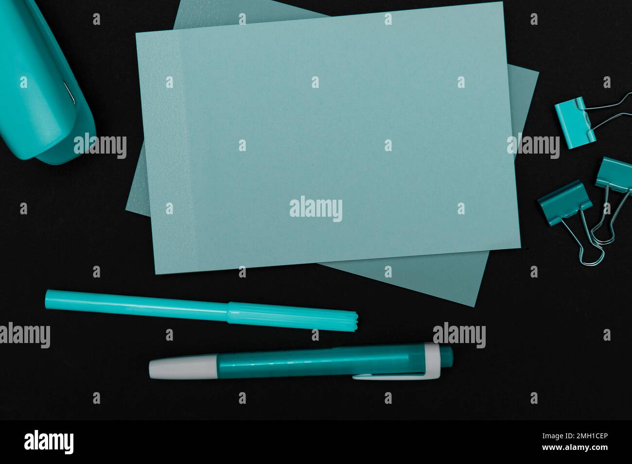 Photo With Pens Pencils Rullers Calculators. Notebook and Colored Paper ...