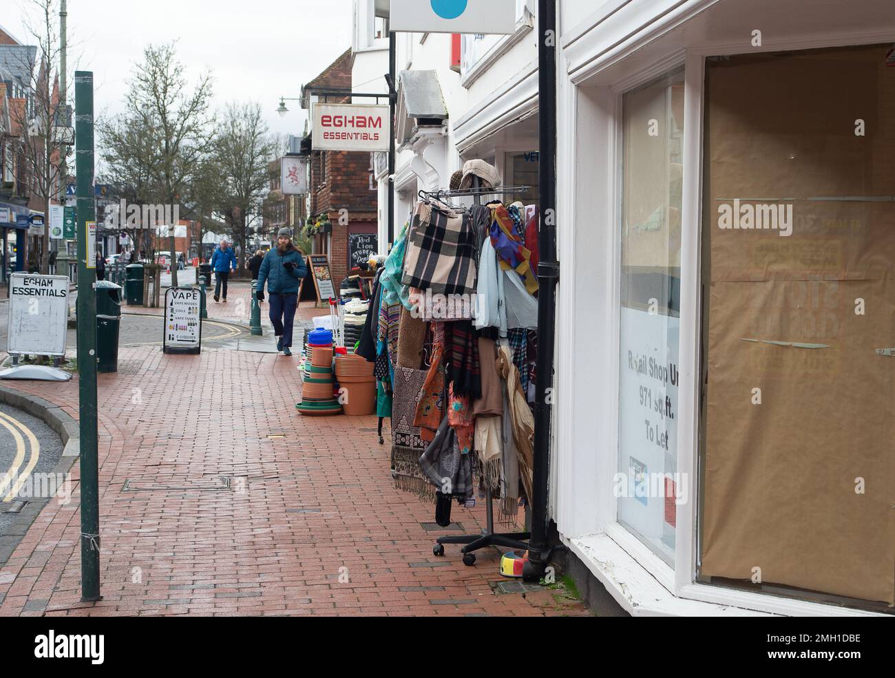 Egham, Surrey, UK. 26th January, 2023. Charity shop clothes for sale. A