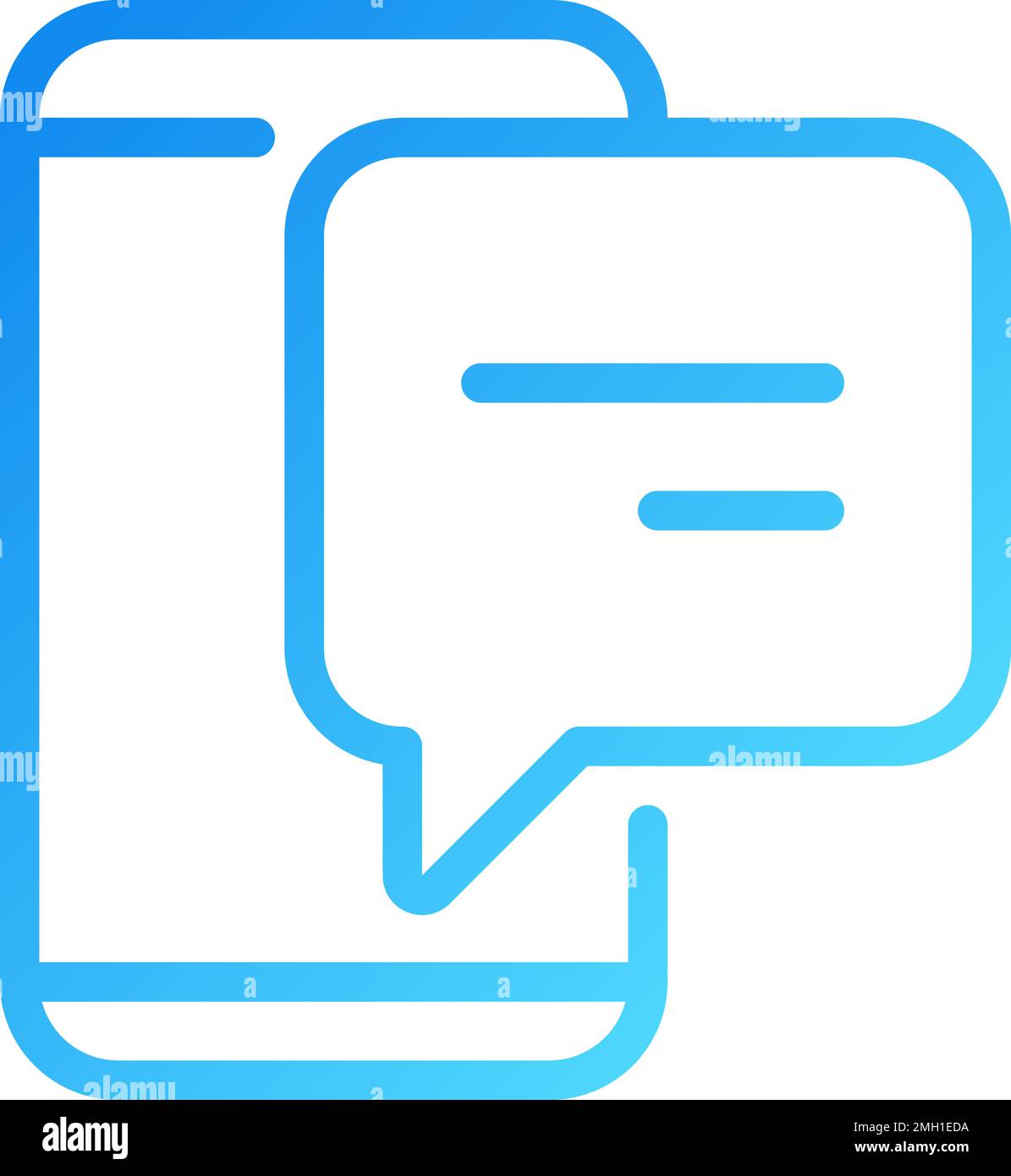 Smartphone with speech bubble pixel perfect gradient linear vector icon Stock Vector