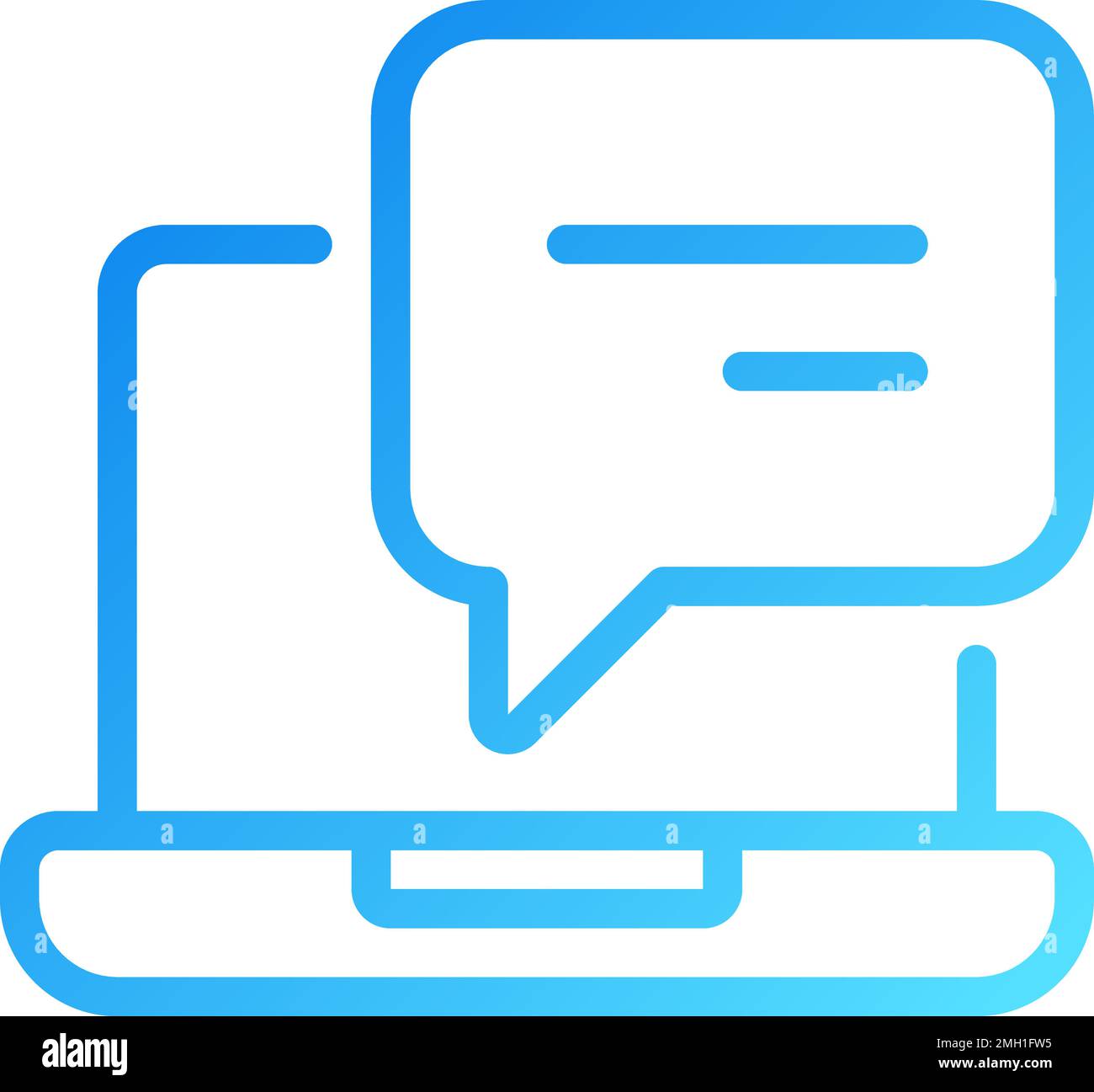 Laptop with speech bubble pixel perfect gradient linear vector icon Stock Vector