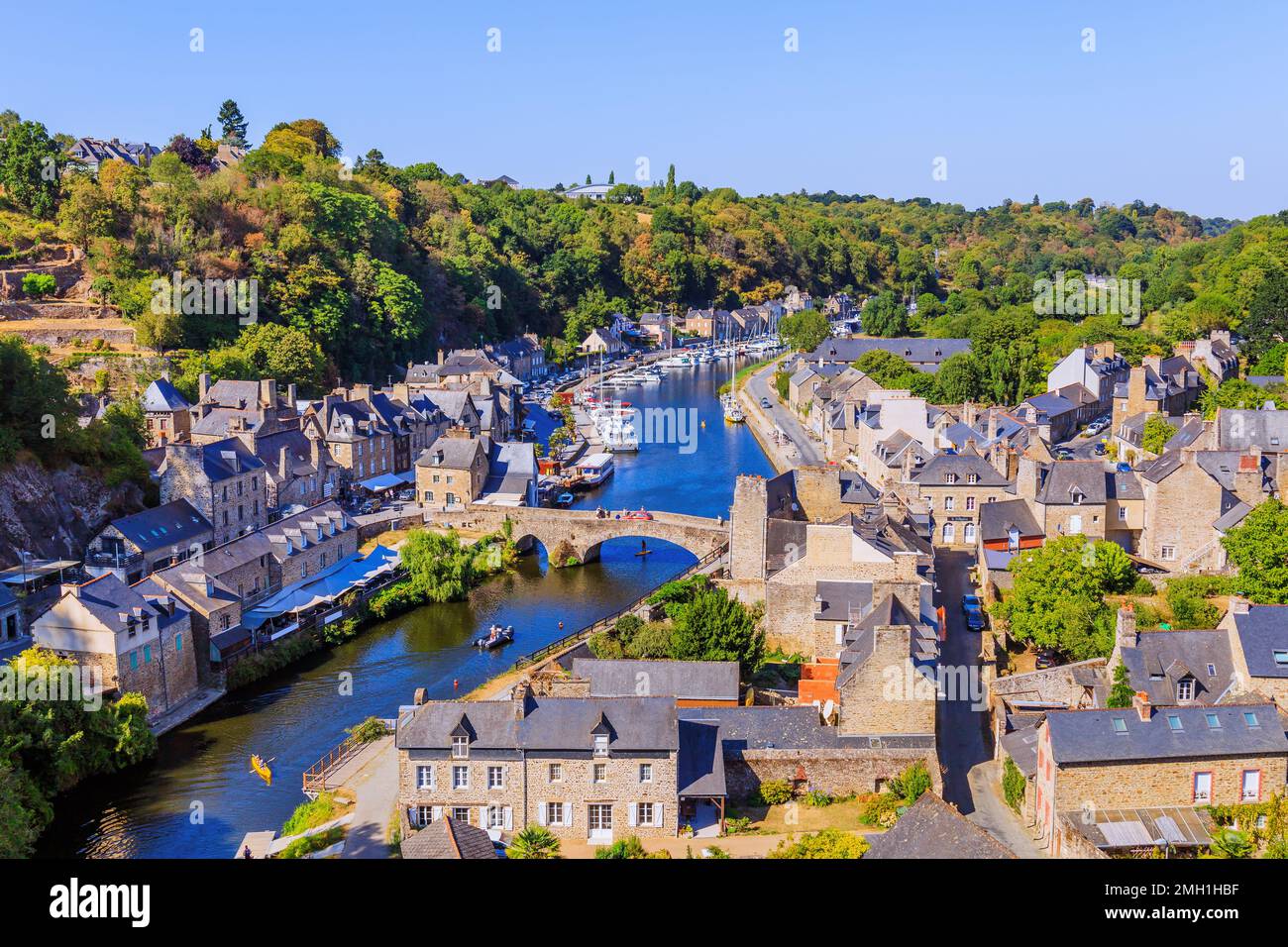 Dinan, Brittany, France. View of the old port of Dinan and the Rance river. Stock Photo