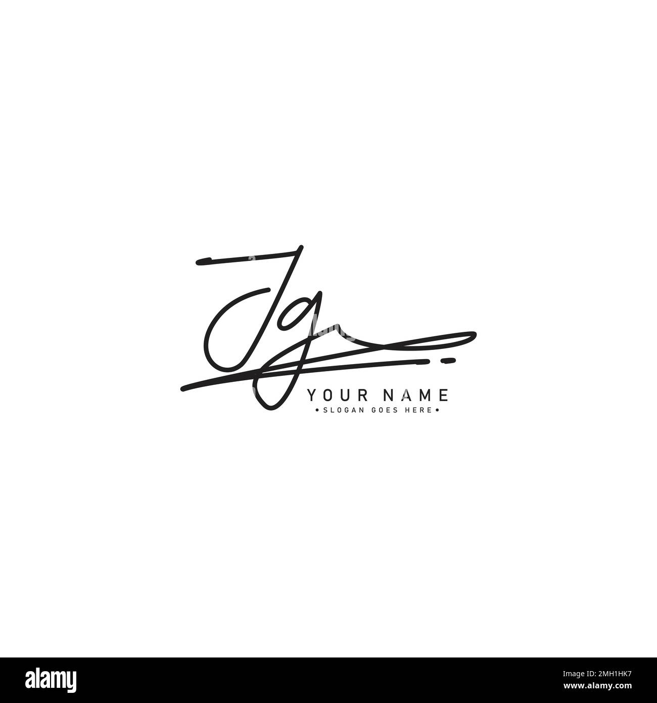 JG Initial Logo in Signature Style for Photography and Fashion Business Hand Drawn Signature