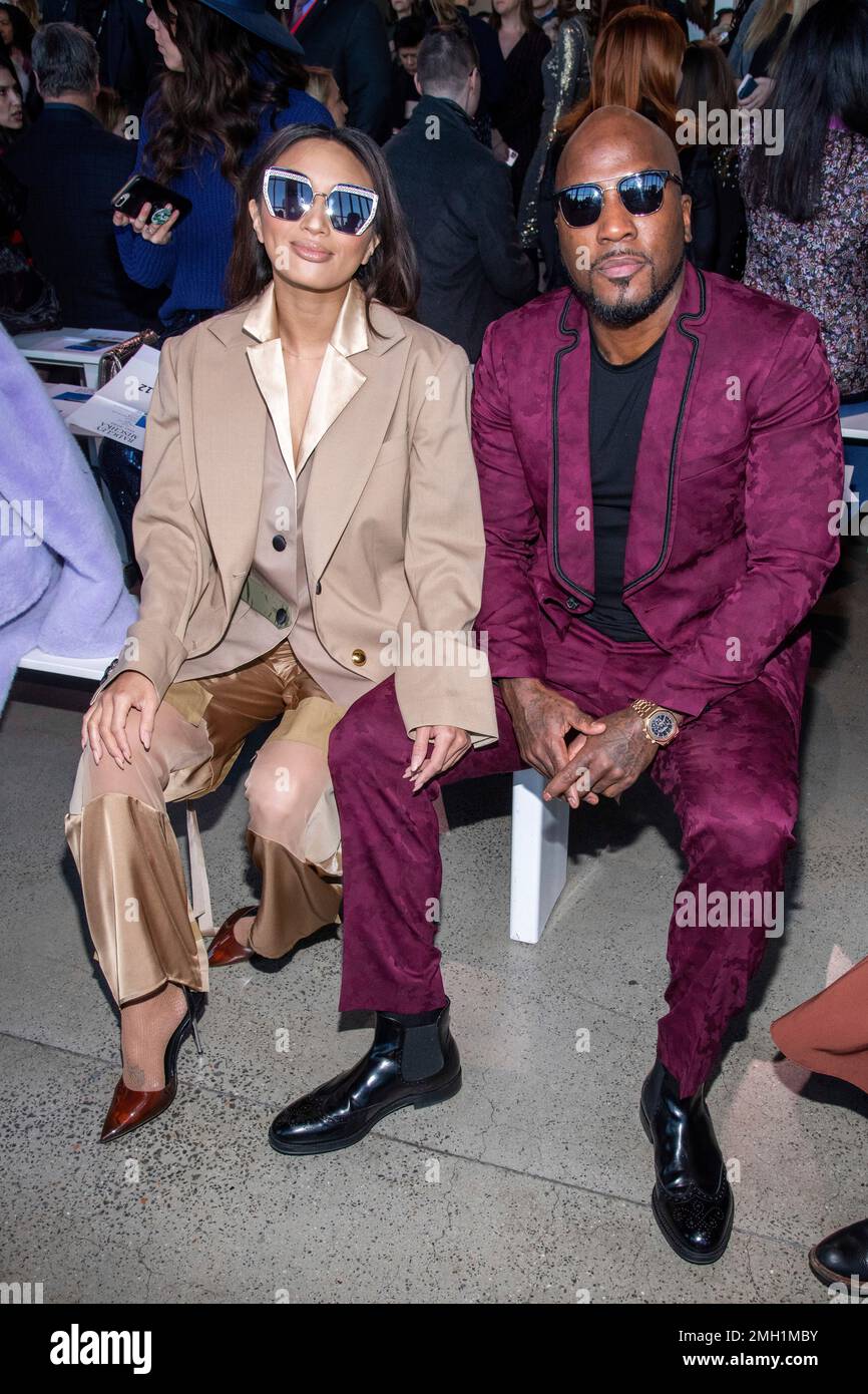 Jeannie Mai and Jay Wayne Jenkins attend the Badgley Mischka fashion