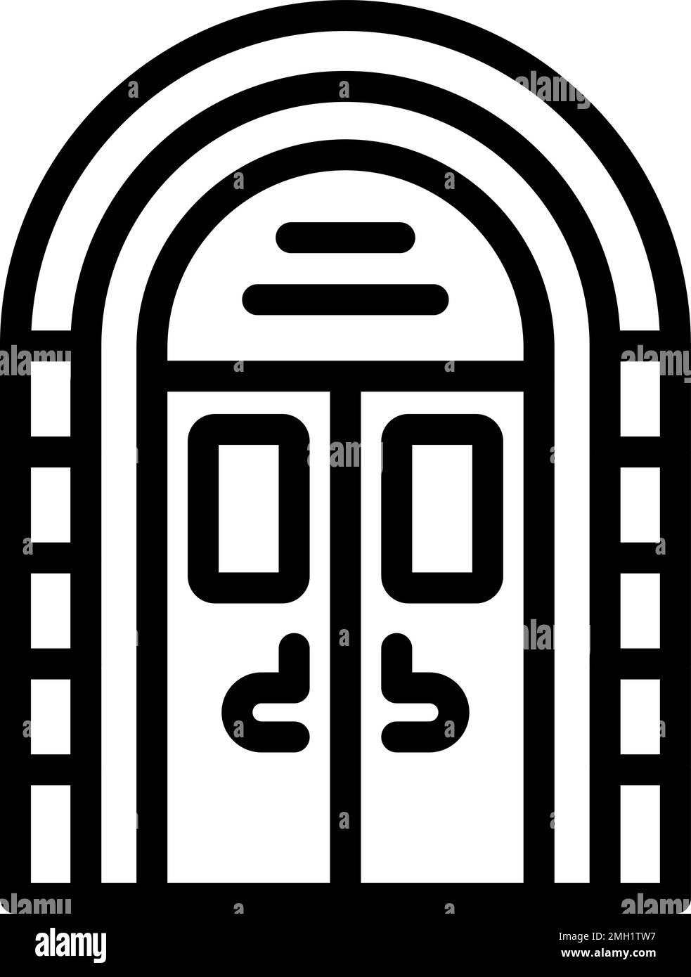 Exterior door icon outline vector. Wood glass. Wall home Stock Vector