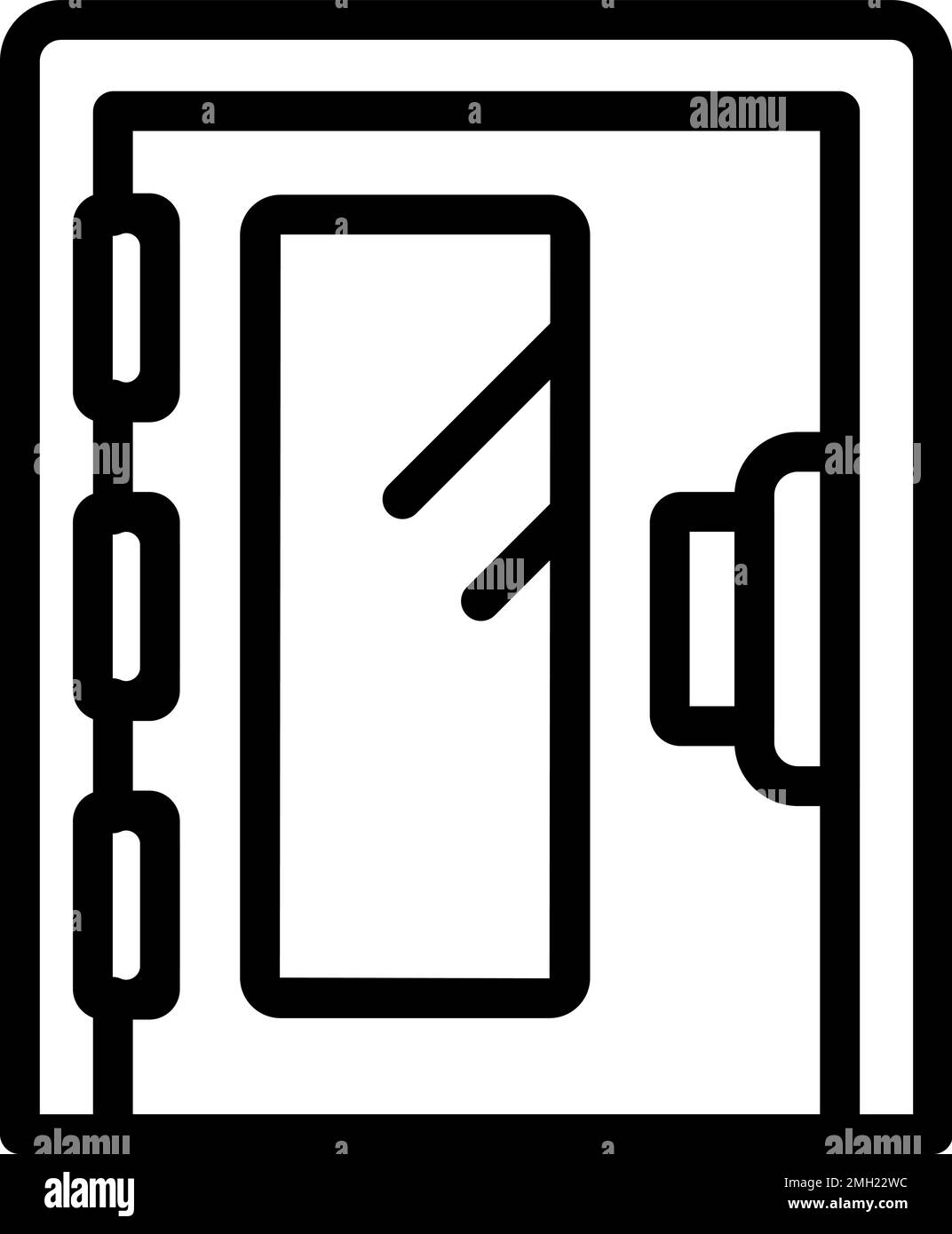 Door lock icon outline vector. Wooden door. Wall house Stock Vector