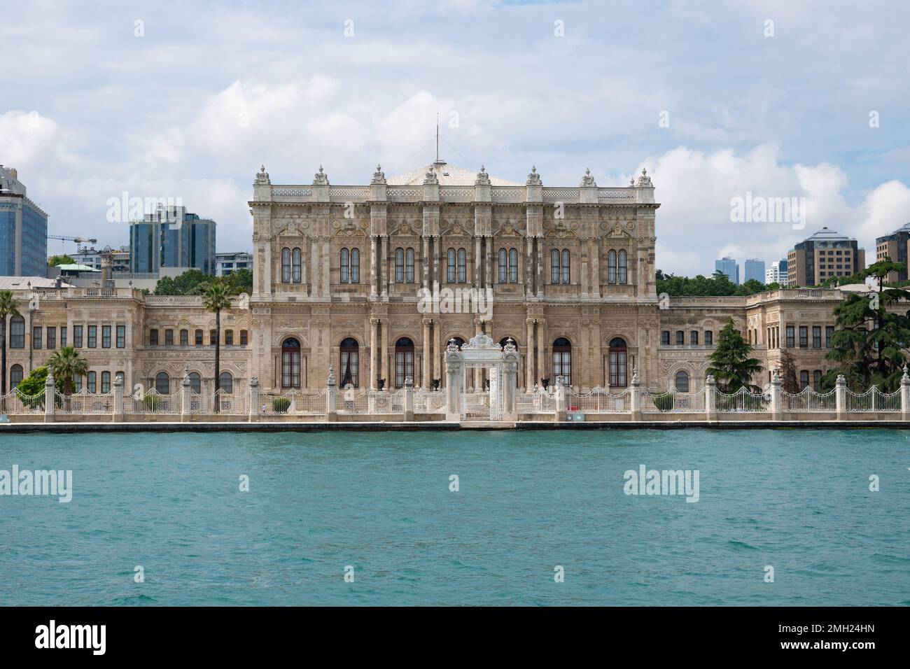 Dolmabahce Palace museum on the Bospohorus River, Istanbul, Turkey Stock Photo