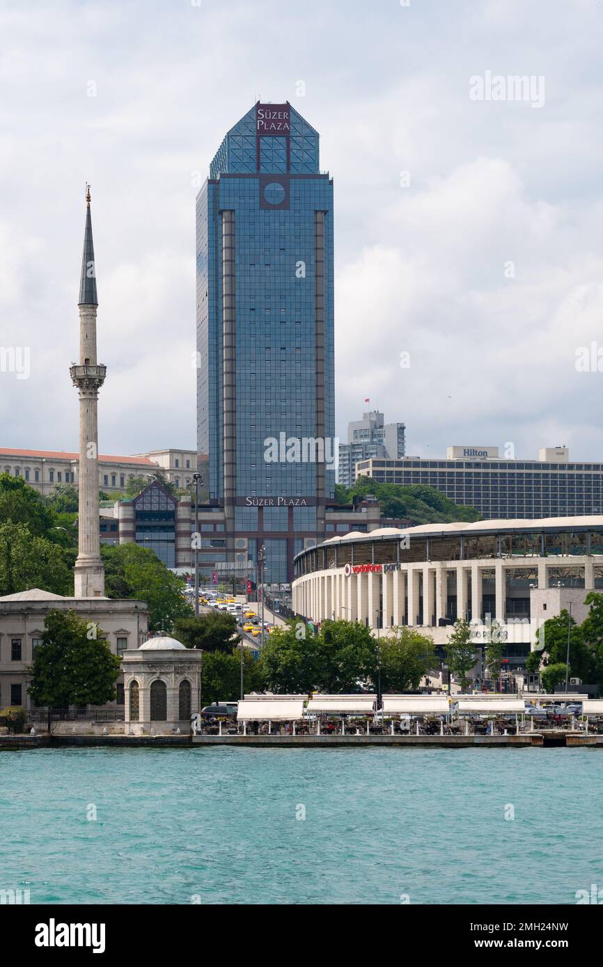 Sisli Istanbul - Ritz-Carlton Hotel, Dolmabahce Mosque, Vodaphone Park and Suzer Plaze, Istanbul, Turkey Stock Photo