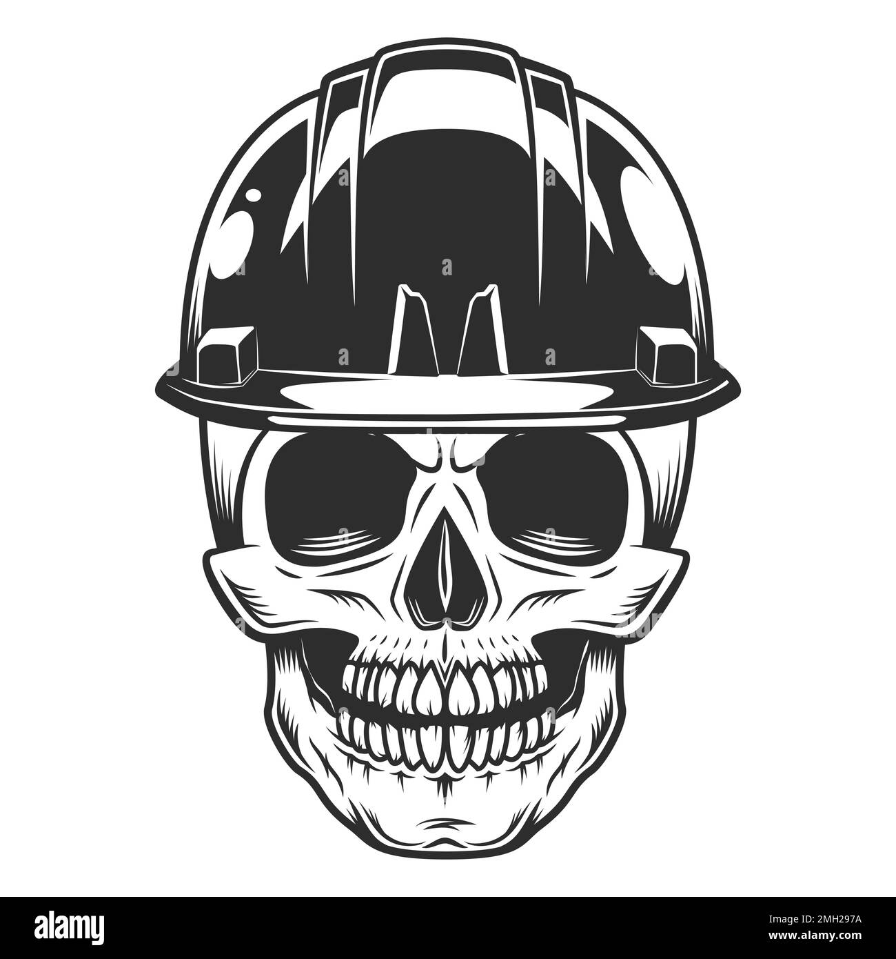 Builder skull in hard hat from business new construction and remodeling ...