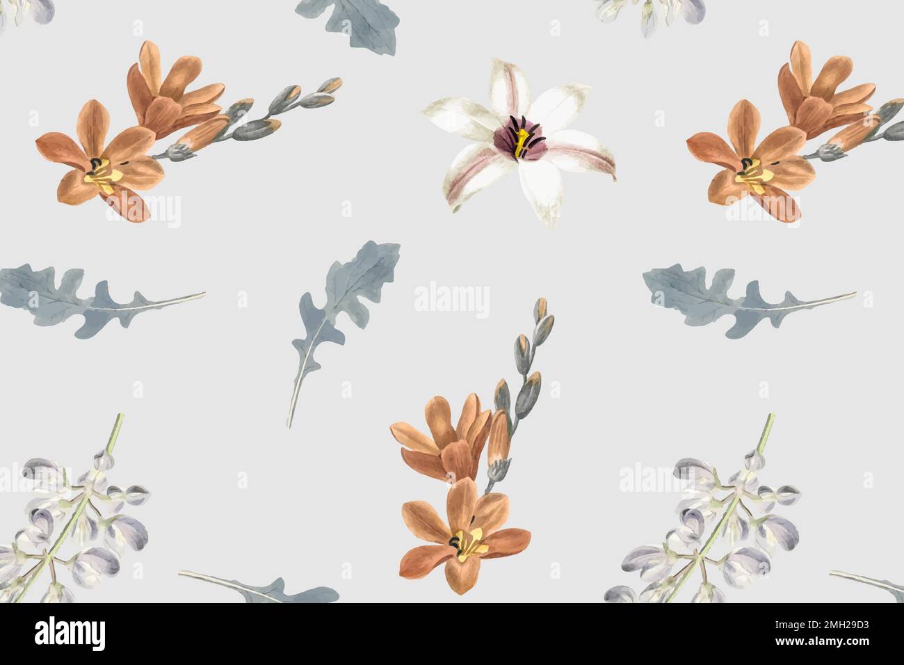 Floral seamless pattern on gray background vector Stock Vector