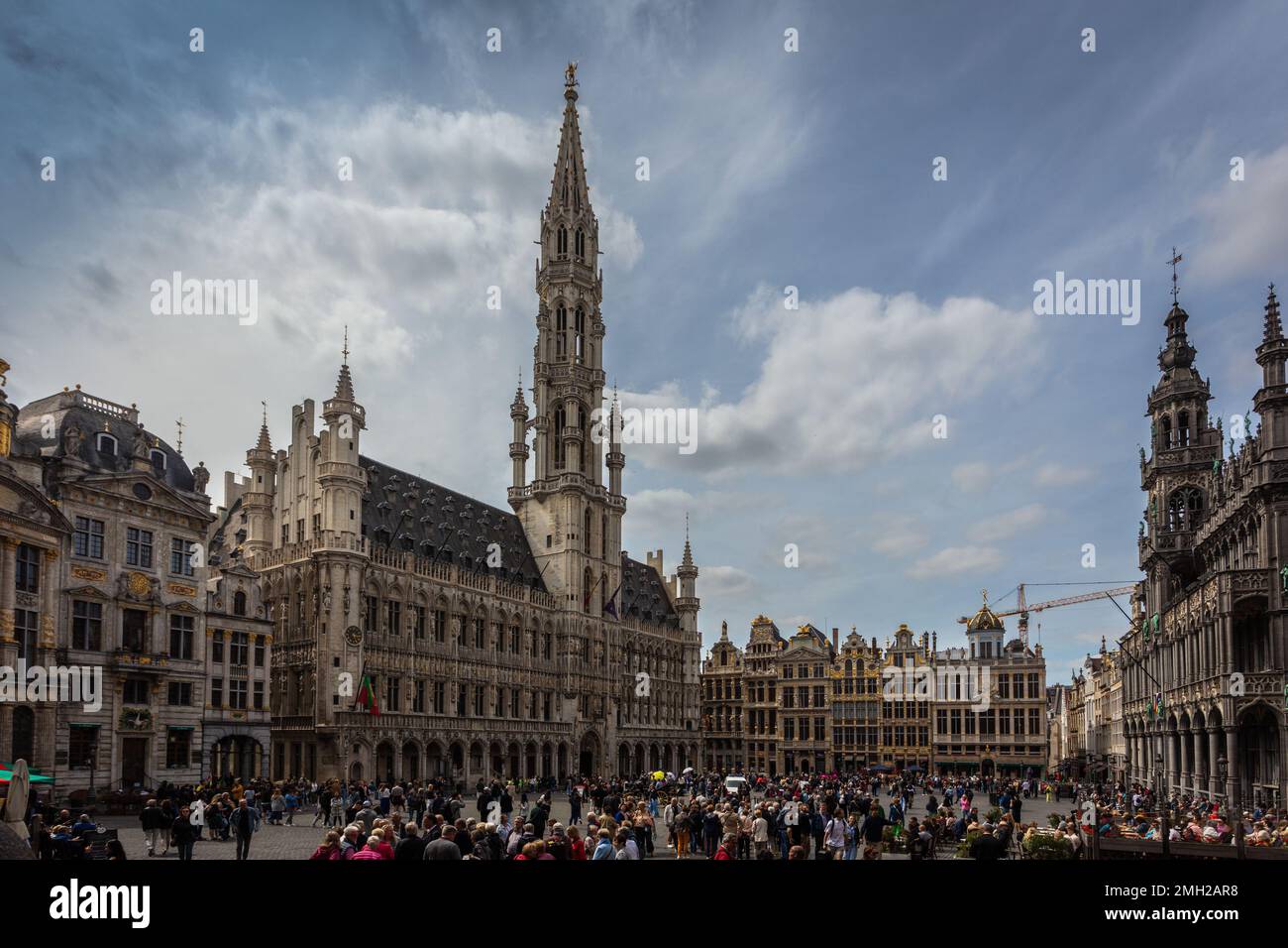 The City Hall in the Grand Place  of Brussels. Belgium. Stock Photo