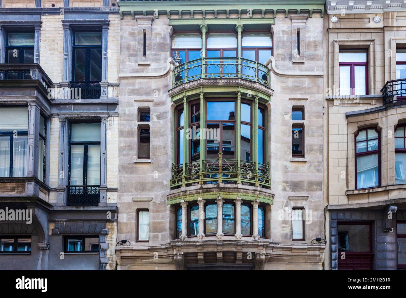 The Hotel Tassel designed by Victor Horta is one of the four Art Nouveau houses in Brussels made by him. It is a  UNESCO World Heritage Site. Stock Photo