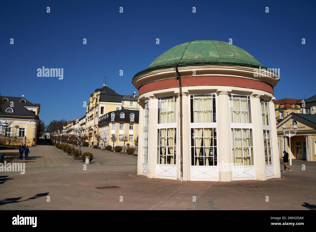 FRANTISKOVY LAZNE, CZECH REPUBLIC - MARCH 12, 2022: Spa buildings in West Bohemian town Stock Photo