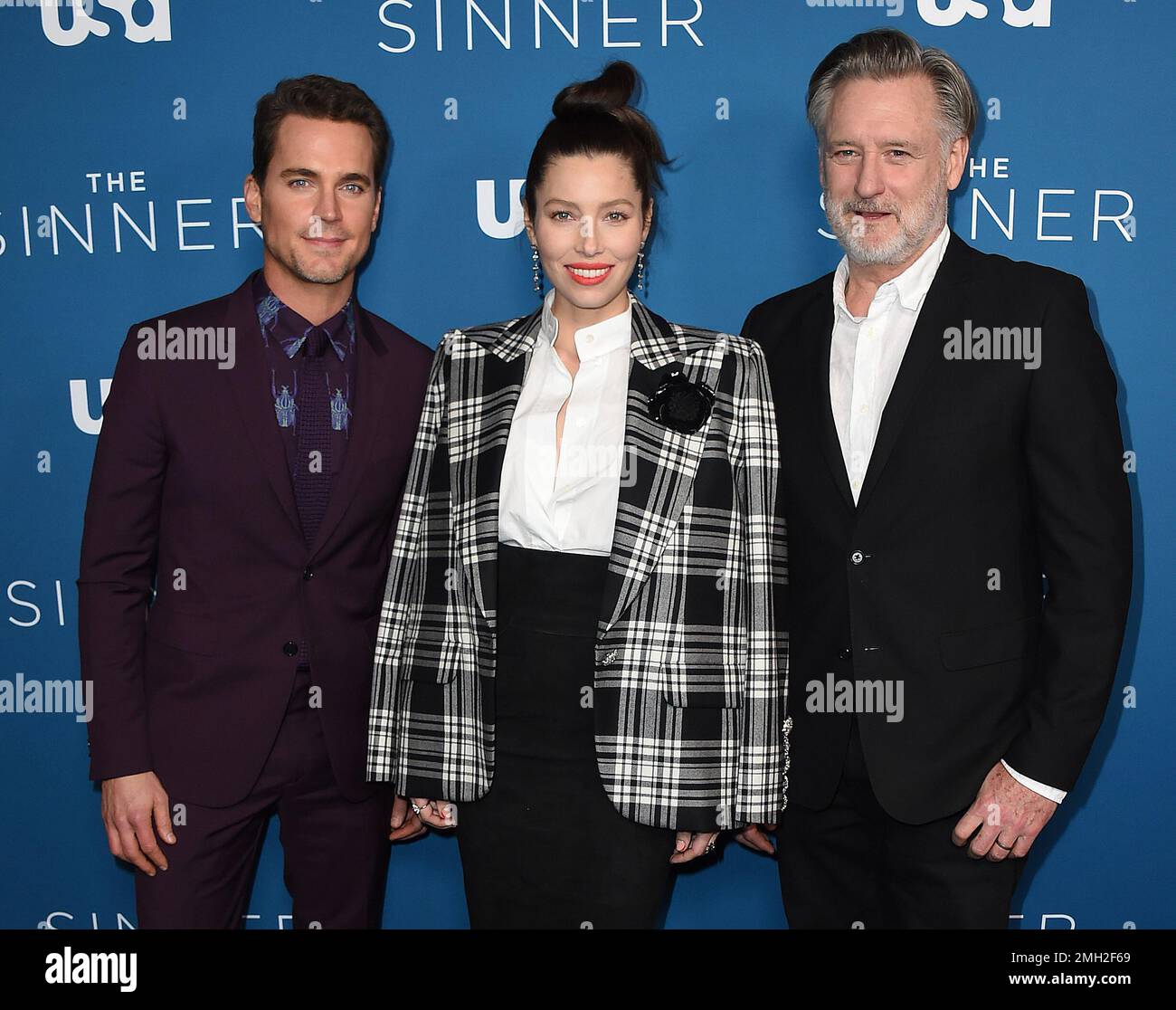 Matt Bomer, from left, Jessica Biel and Bill Pullman arrive at the Los