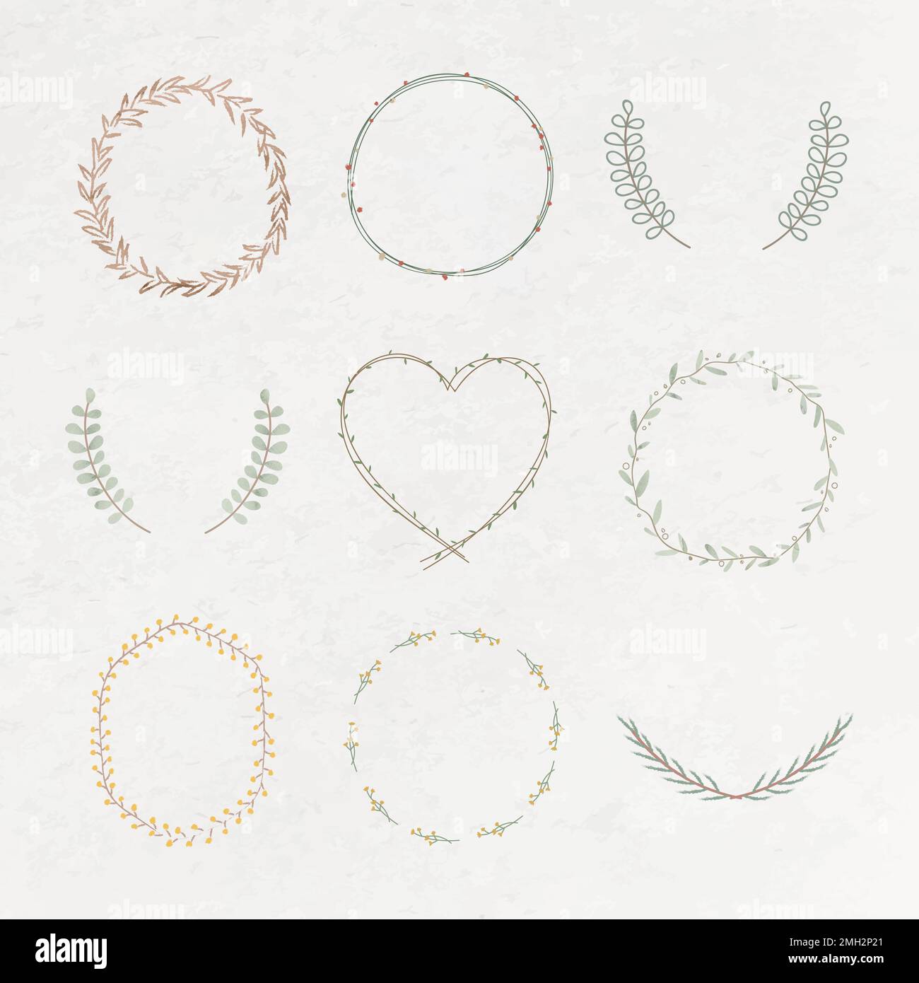 Leafy frame set on beige background vector Stock Vector