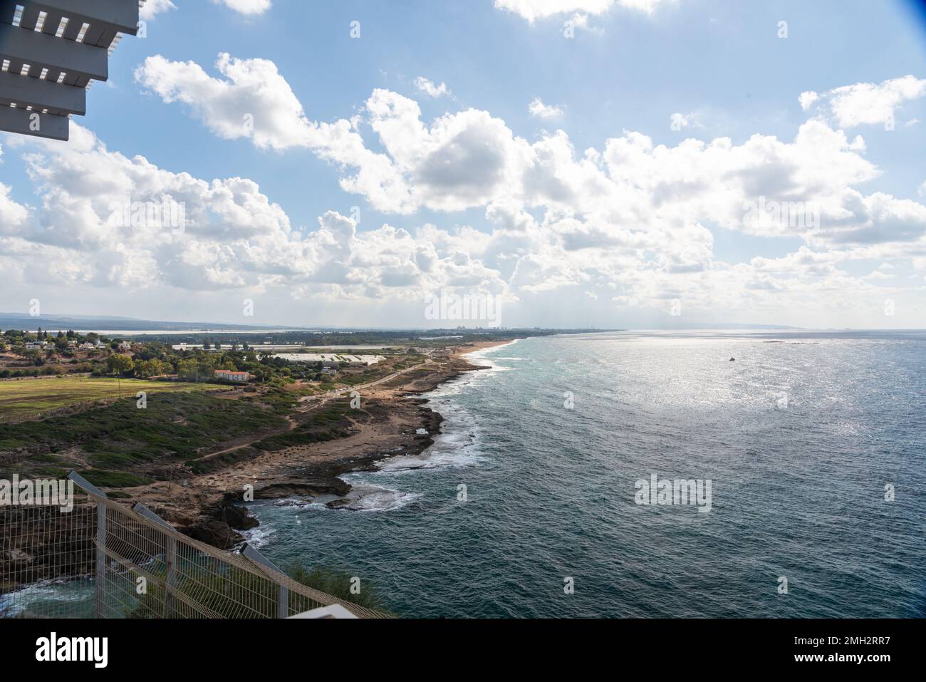 Mediterranean sea, white chalk rocks and some beaches captured from ...