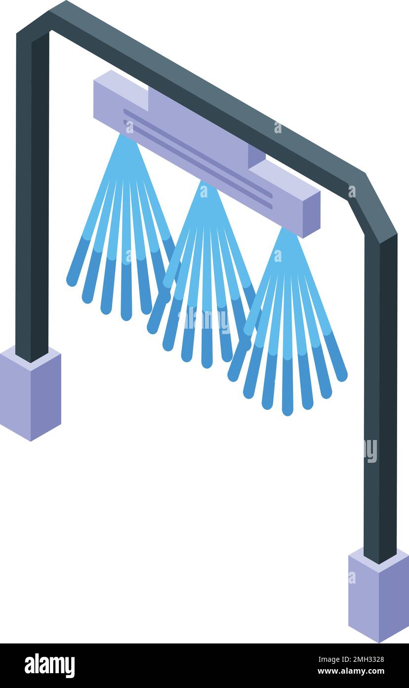Automated car wash sprinkle icon isometric vector. Auto clean. Brush ...