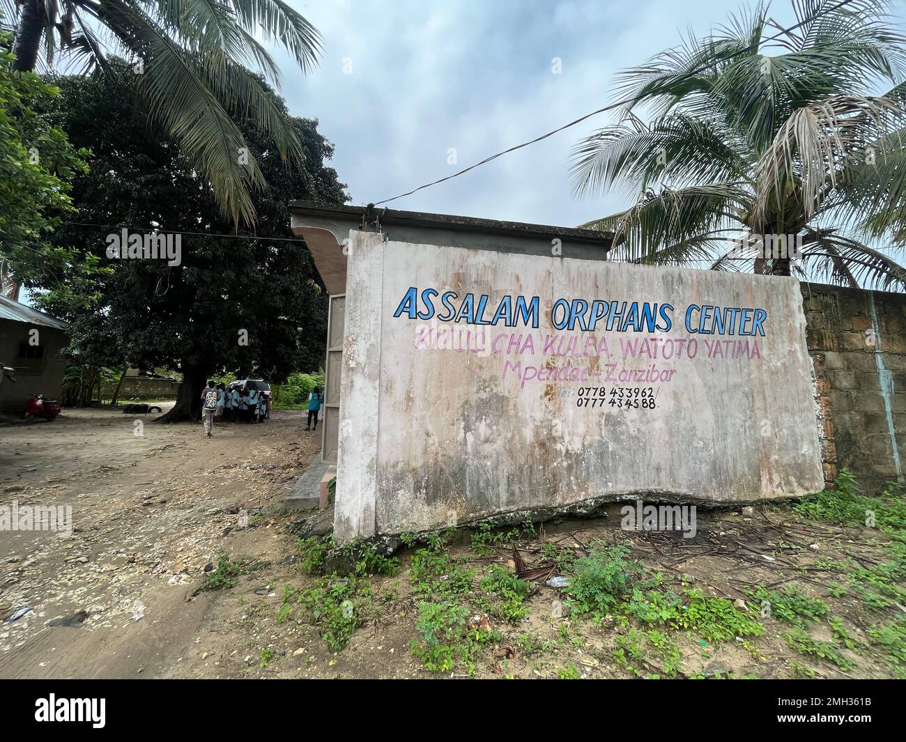 Assalam orphans centre. Entrance of orphan entrance centre in Zanzibar, Tanzania. Stock Photo