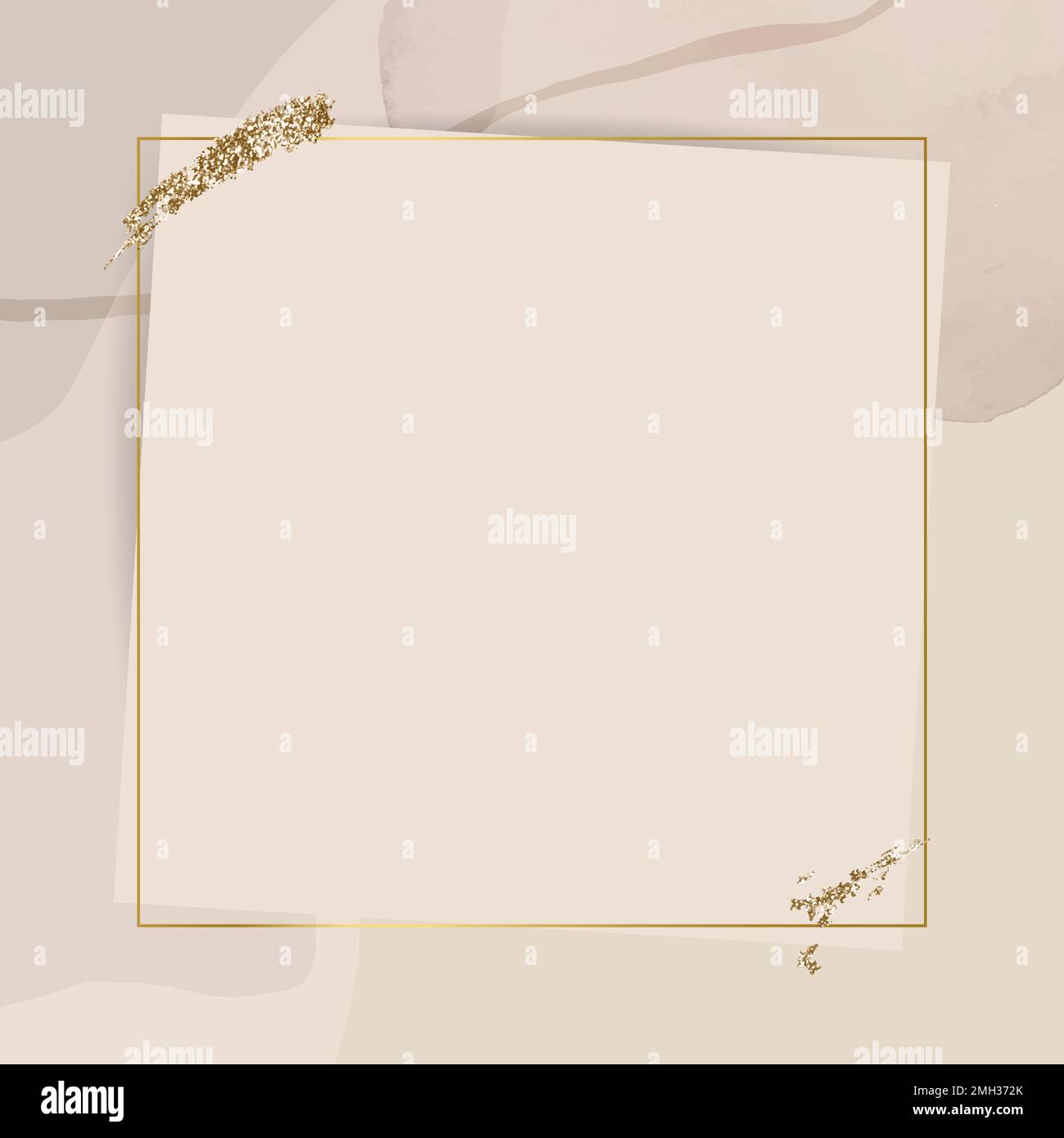 Gold frame on neutral watercolor background vector Stock Vector