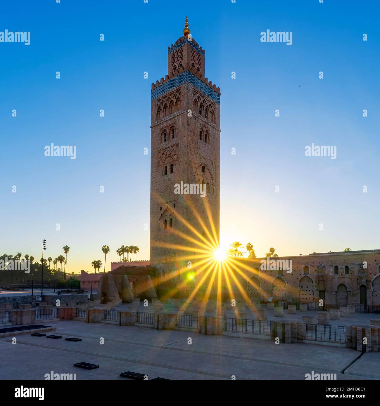 Koutoubia mosque at sunrise, Marrakech, Morocco Stock Photo