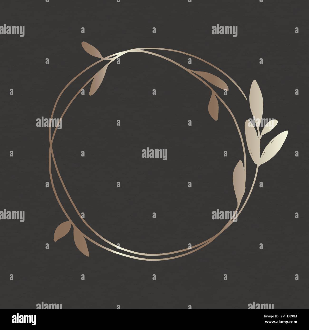 Golden leafy frame on black background vector Stock Vector