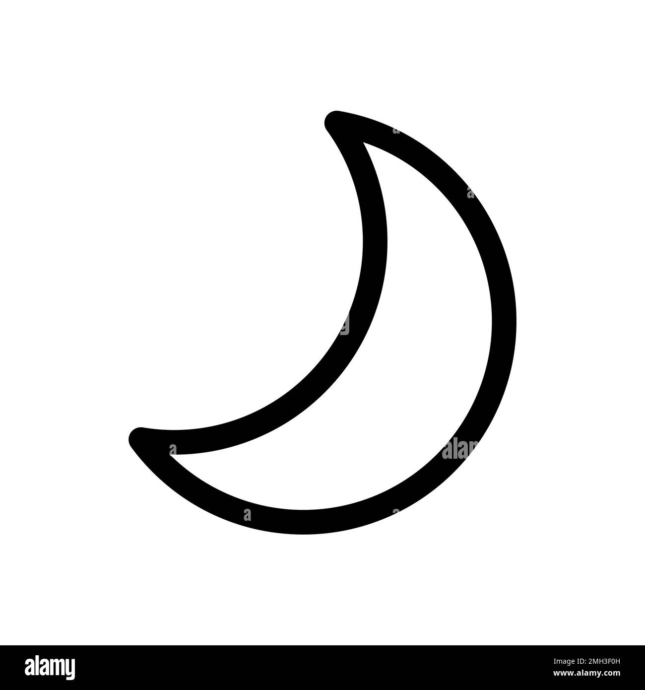 Moon icon line isolated on white background. Black flat thin icon on ...