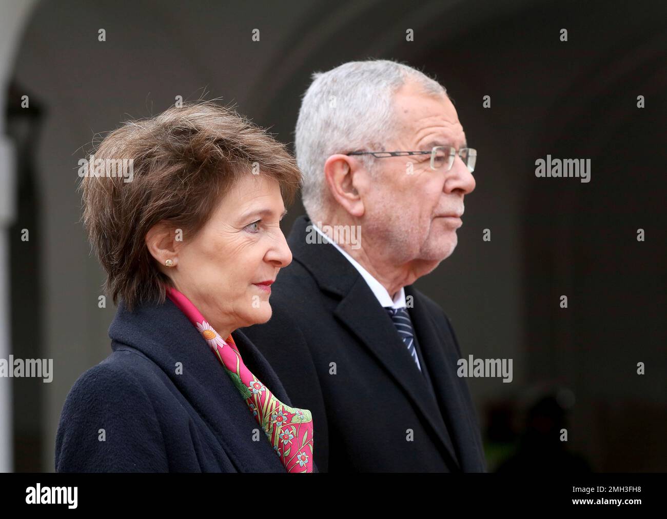 Austrian President Alexander Van der Bellen, right, and Swiss President ...