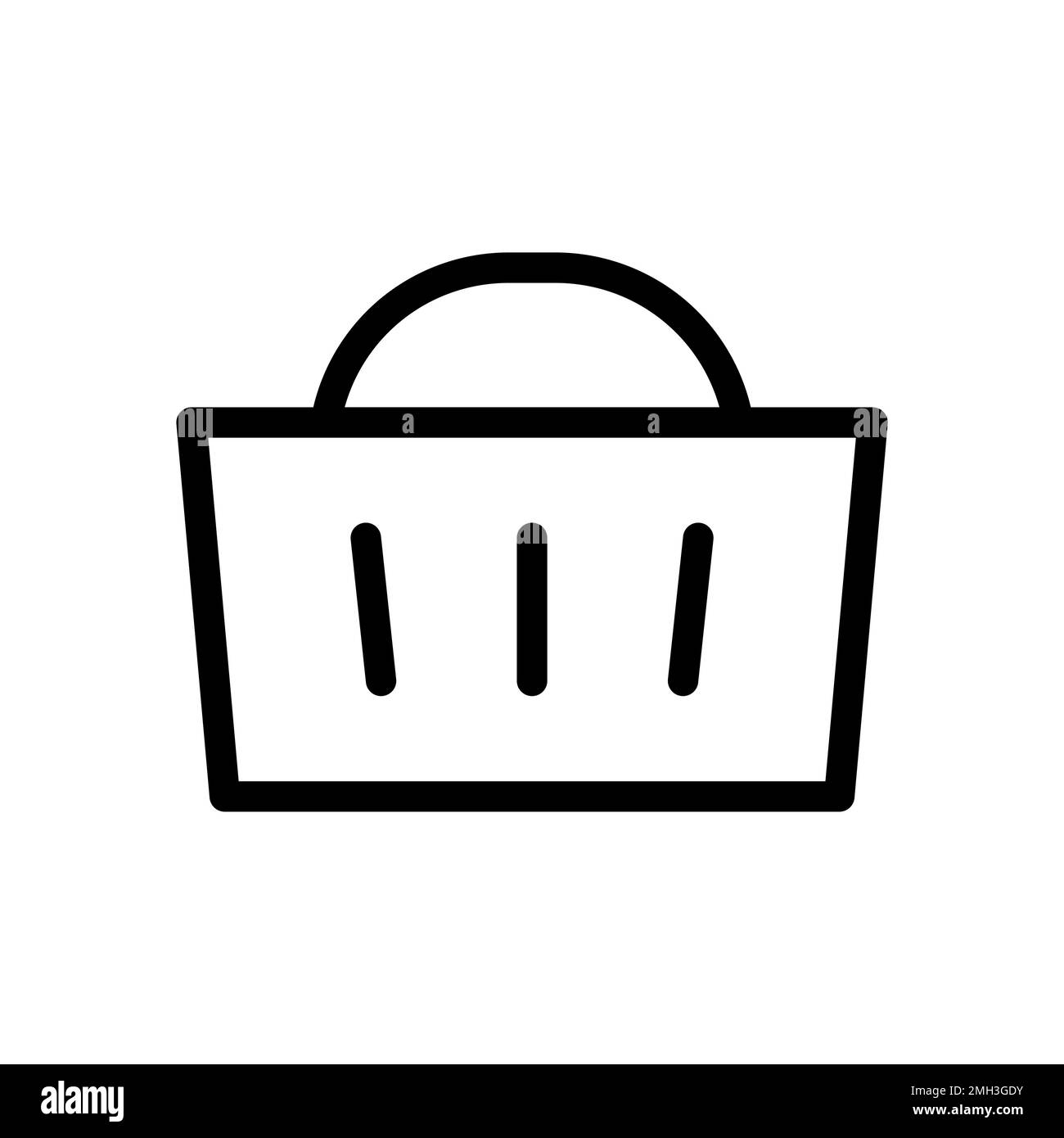 Shop basket icon line isolated on white background. Black flat thin ...