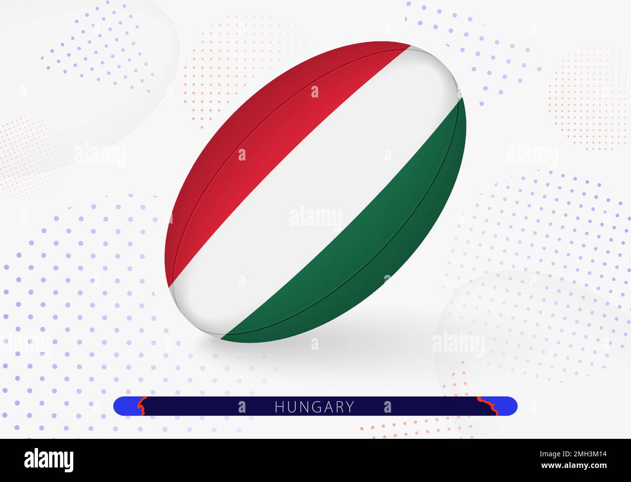Rugby ball with the flag of Hungary on it. Equipment for rugby team of Hungary. Vector sport illustration. Stock Vector
