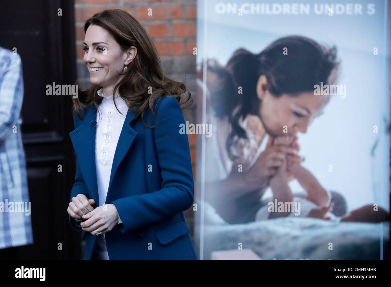 Britain's Kate the Duchess of Cambridge leaves after her breakfast