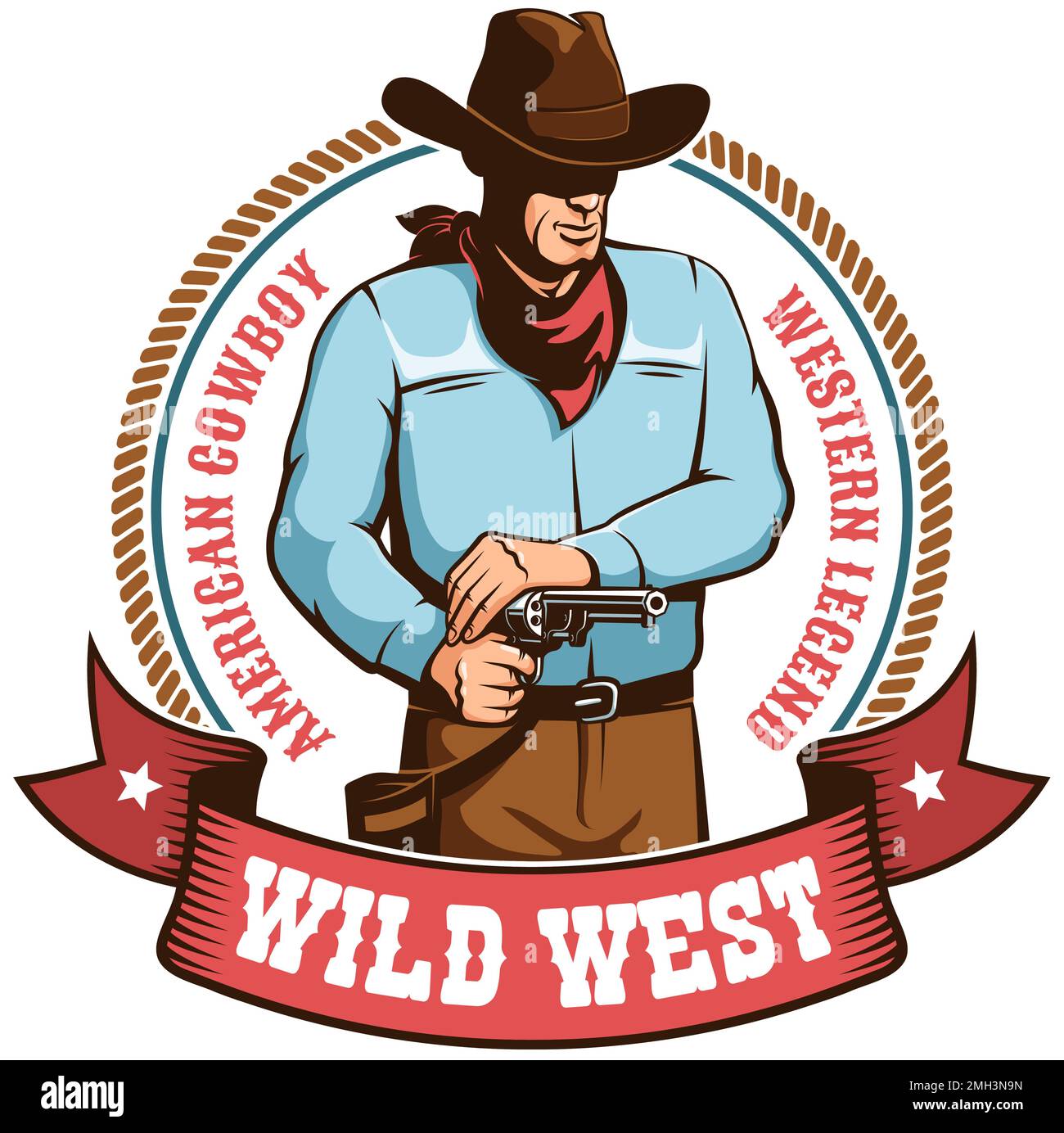 Cowboy retro badge Stock Vector
