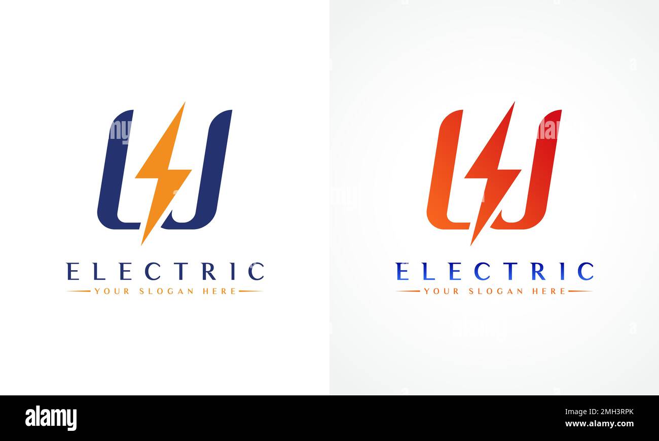W Letter Logo With Lightning Thunder Bolt Vector Design. Electric Bolt Letter W Logo Vector Illustration. Stock Vector