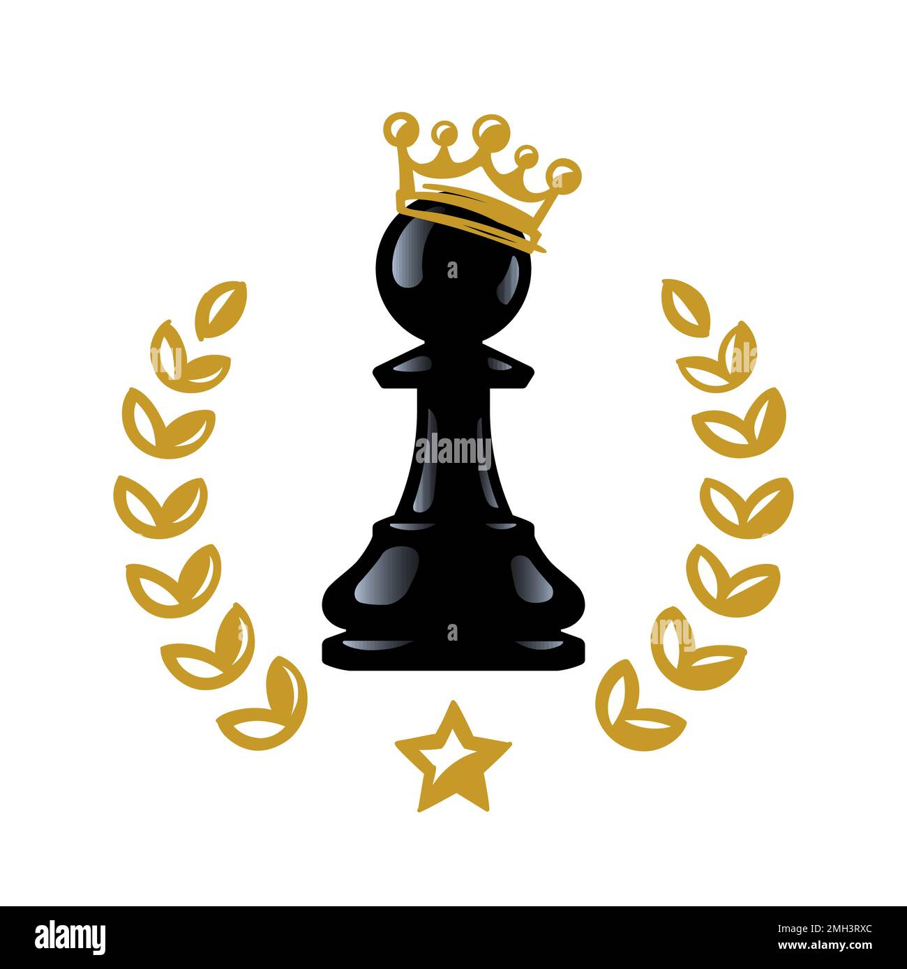 Chess pawn became king. Chess pawn is crowned with a crown. Vector illustration isolated on a white background. EPS 10 Stock Vector