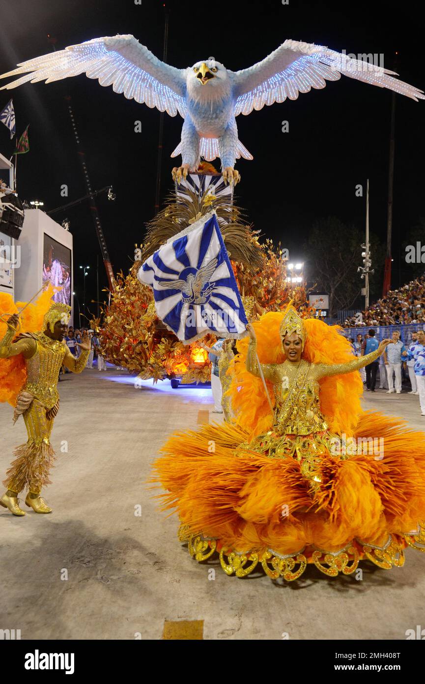 Rio de Janeiro Carnival Portela samba school parade. Revellers ...